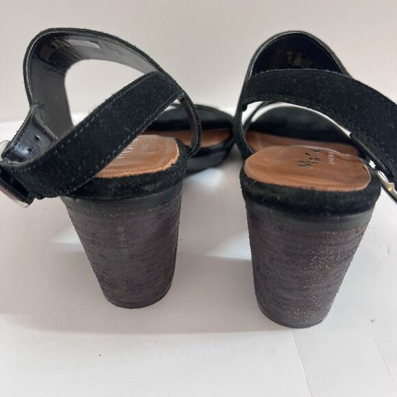 Mariella Black Suede Leather Sandal Block Heels Ankle Strap Italy 9.5 Womens - Picture 15 of 16